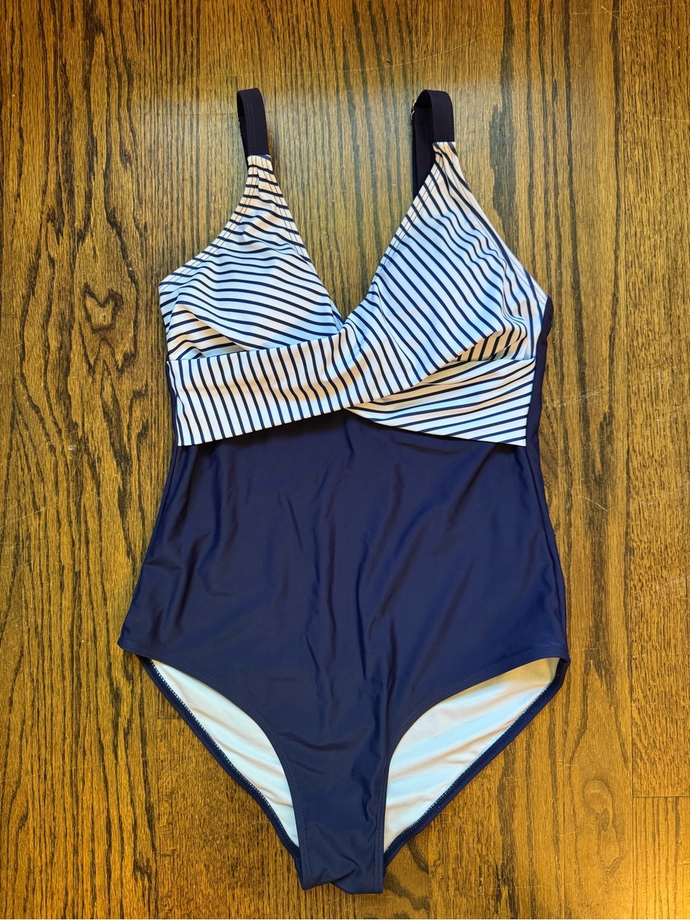 Classic Navy & White Striped One-Piece Swimsuit